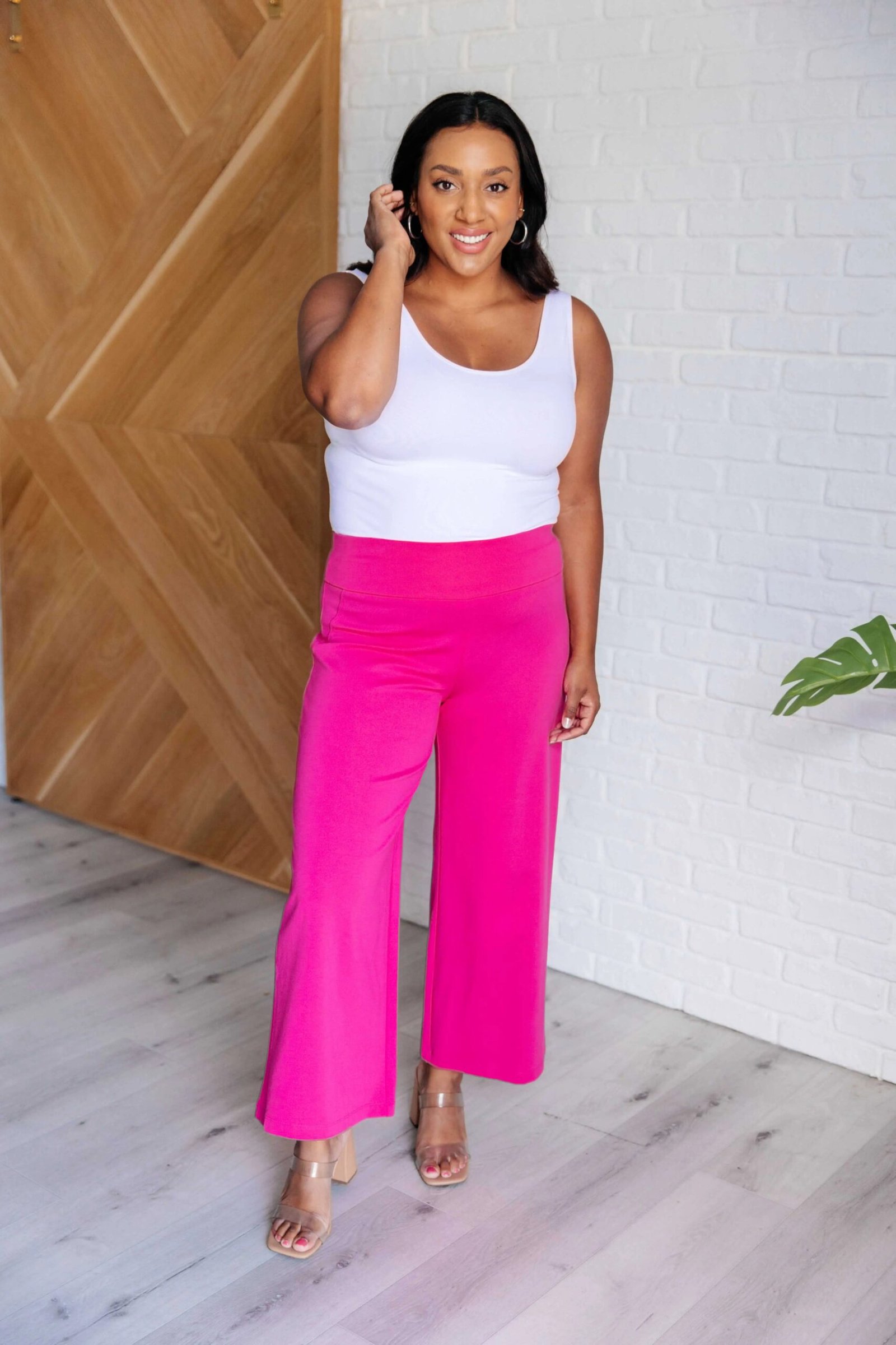 Magic Wide Leg Crop Pants in Hot Pink Ave Shops